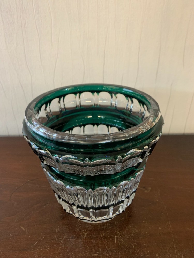 Green Crystal Vase From Saint Louis H:17Cm