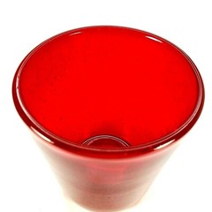 Hand Blown Ruby Red Tumbler Glass 12 Oz Random Bubbles 4.25″ Tall Heavy