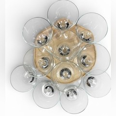 Set of 12 Etched Crystal Wine Glasses Monogram “B” Elegant Stemware Entertaining