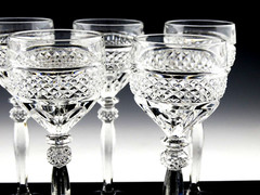 Williamsburg Crystal 7″ RIEKES CRISA WINE HOCK GOBLETS GLASSES Set of 9
