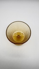 4 Vtg Hazel Atlas Pebblestone Amber Footed Glasses, Textured Dessert Glasses Cup