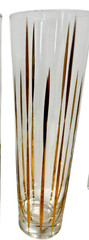Set of Four Zodax La Fete Decal Champagne Flutes Gold On Clear Glass Dots Stripe