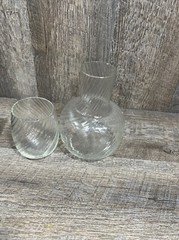 Vintage Tumble Up Bedside Decanter / Carafe Clear Swirled Glass 5.5 Inch