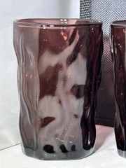 Vintage Seneca Driftwood Crinkle Amethyst Purple Juice Glasses Set of 3 – 3.5 in