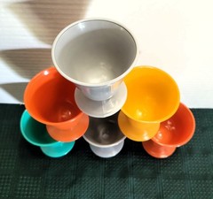 6 Hazel Atlas OVIDE PLATONITE 6 OZ FTD TUMBLERS / SHERBETS 3 Colors