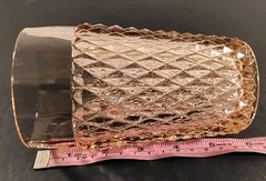 Vintage Pink Glass Flat Tumbler English Hobnail Round 12 Oz About 5.75″ Tall