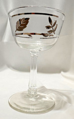 Libbey Glass Silver Foliage Leaf Pattern Wine Sherry Cordial Small 4.75 Tall