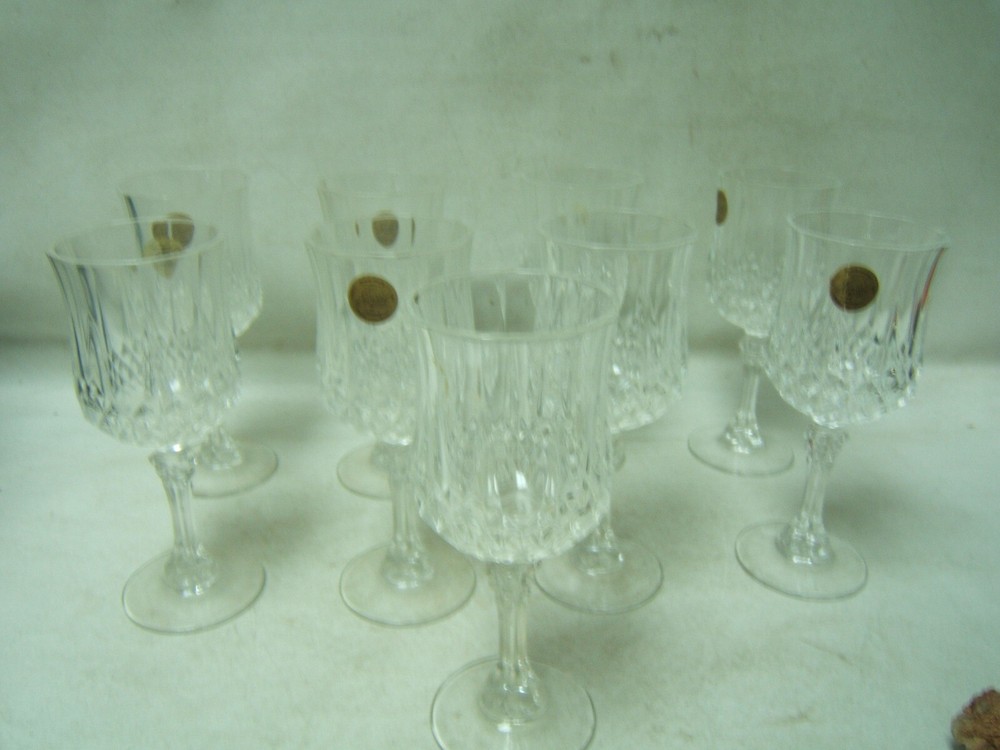 Cristal D’Arques Longchamps Wine Glasses 5 3/4 oz Lot of 9 Mint condition
