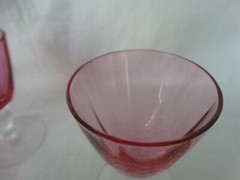 German Cranberry Blown Glass Panel Optic 1.5oz Cordial Stem Multiples Available