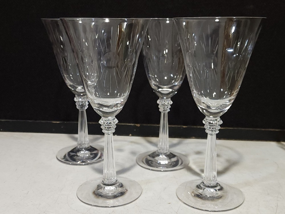 SET OF 4- Fostoria Glass BEACON (6017) 7.5″ Water Goblets