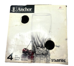 NEW Box of 4 Anchor Hocking Starfire Made in USA 17 oz. Drinking Glasses 2007