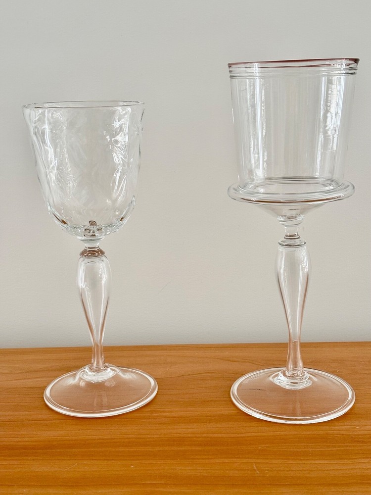 2 Hand Blown Alan Goldfarb wine glasses 1992 $38 Each