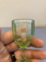 VTG Mosser Glass Jennifer Set #8 Green Glass Mini 5 Jug & Water Goblet SET