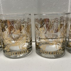 7 Drinking Glasses – Staccato Cupid With Music Score Notes In Gold – Mint Cond.