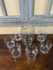 Vintage Princess House ~ Cocktail Martini Set #407 Mixer 6 Glasses & Stirrer