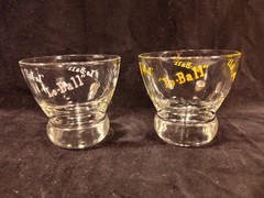 2 Vintage Eva Zeisel Lo Ball Glasses White Yellow