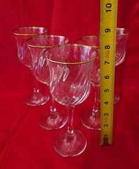 VINTAGE Of 5 Circleware Maxim Gold Rim Swirl 7.5” Wine Glasses Goblets