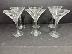Hoya Desire Martini Glasses Japan Curved Bowl Oval Crystal Set Of 6 (rm)