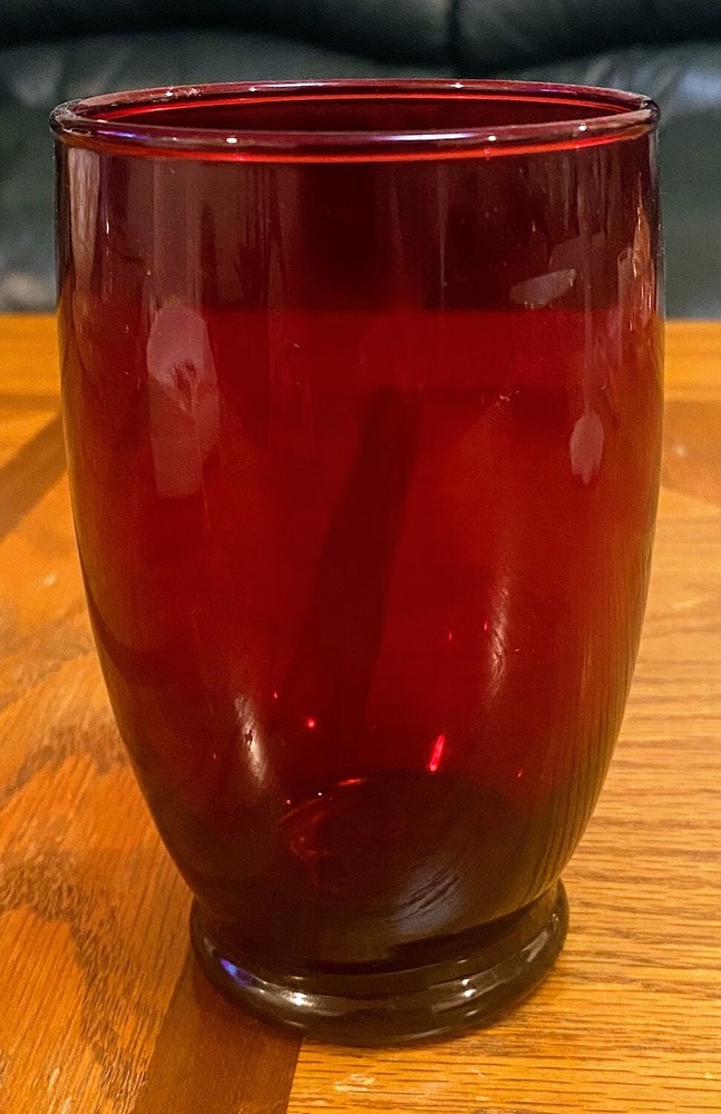 Vintage Rare size 4 5/8″H x 2 3/4″ Anchor Hocking Royal Ruby Red juice Glasses