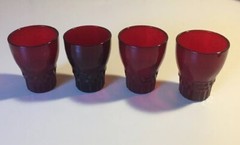 4 Vintage Anchor Hocking Windsor Royal Ruby Glass 5 Oz Tumbler 3 3/8”