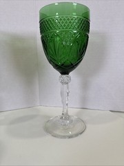 Set of 6 VTG Emerald Green Crystal D’Arques Durand Pressed Glass Water Goblets