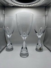 Vintage Kastrup Denmark Crystal Wine Glasses Set of 4 Danish Glass Etched Stem