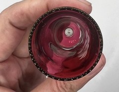 Vintage Glastonbury Lotus Cranberry Flashed Wine Cordial Glass Etched Floral