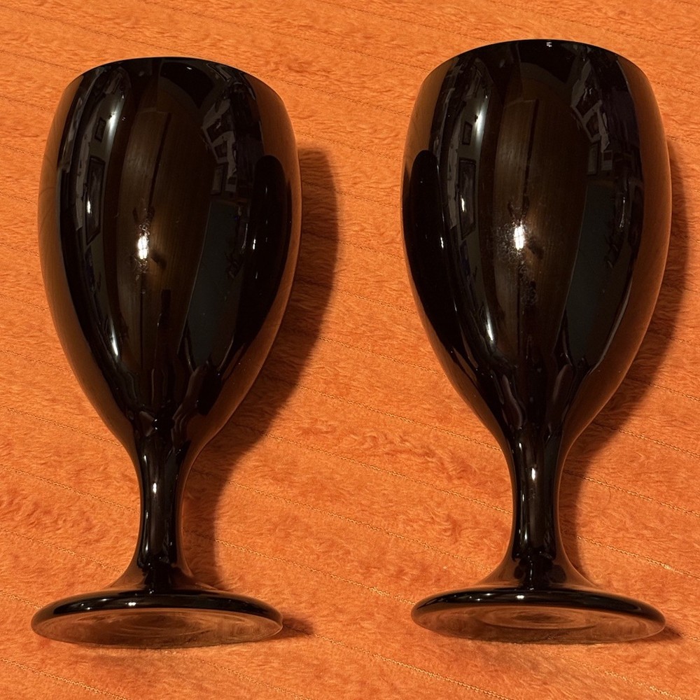 Vintage Libbey Black Amethyst Glass 7″ Goblet Water, Wine Glass, Halloween 12oz