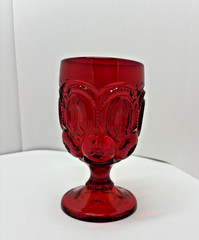 Vintage LE Smith Ruby Red Moon and Star Wine Water Goblet 5 7/8″
