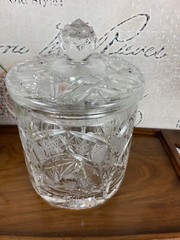 Vintage Glass Crystal Cookie/Biscuit Jar with Swirling Star Pattern
