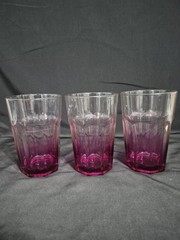 LIBBEY DURATUFF GIBRALTAR 8 PANELED GLASS TUMBLER SET OF 3