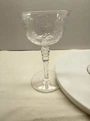 VTG Libbey Rock Sharpe Optic Fernwood Cut #2010 Champagne Sherbet set of 3