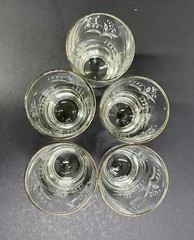Set Of 5 Vintage Libbey White Gold BLUEBELL Floral Gold Rim Tumbler Glasses 8 oz
