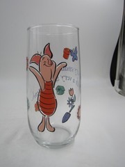 Disney Piglet Glass Tumbler Winnie The Pooh Gardening Quote Floral Clear Cup