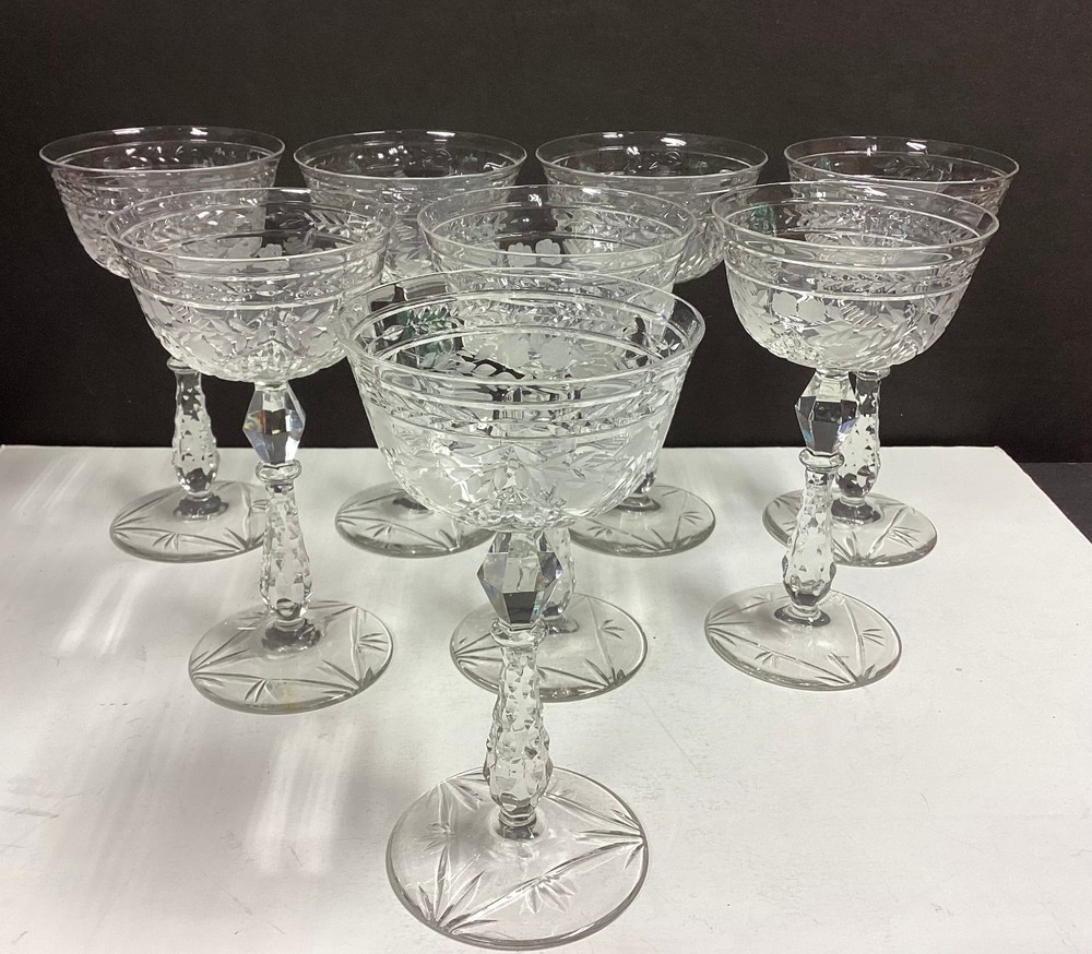 Set of 8 – Libbey / Rock Sharpe ~ MARINA ~ Champagne / Tall Sherbet Glasses Ex.