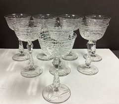 Set of 8 – Libbey / Rock Sharpe ~ MARINA ~ Champagne / Tall Sherbet Glasses Ex.