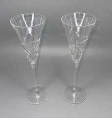 Lenox Crystal ADORN Champagne Toasting Flutes Wedding Germany 2pc Romantic