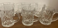 Set Of 6 Cristal D’Arques Clear Glass Crystal Mugs 4.5”