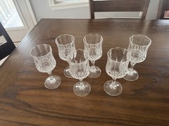 Set Of 6 Cristal D’ Arque Longchamp Crystal French Wine Goblets