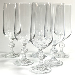 Claudia by Import Assoc Vintage 1980’s Champagne Flutes set of 6-6 3/4″ Tall 4oz