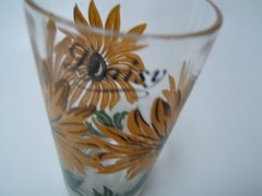 Mid Century Boscul Peanut Butter Glass Dahlia Name on Top Very Good Cond