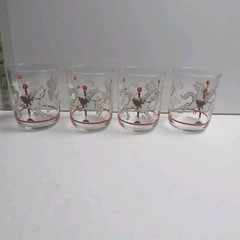 4 Vtg Libby’s Carousel Horses Glasses Tumblers Christmas Highball EUC