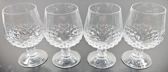 4) Cristal D’Arques Longchamp Brandy Glass Set Crystal Cut Snifters Stemware Lot