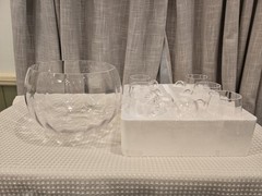 Vintage Artland 8 Piece Optic Collection Punchbowl Set Handblown New Clear Glass