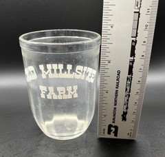 Vintage Old Millsite Farm Clear Glass Juice Tumblers Set of 2 Advertising