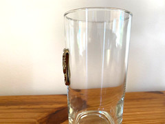 Vintage Libbey Glass Crown Collection Unicorn Gold Medalian Tumbler 5.5″ Height