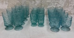 Set Of 24 Anchor Hocking Glass Ware 8-12oz,8-8oz Footed Tumblers,8 Rock Glasses