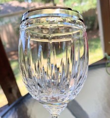 2 Lenox Vintage Jewel Platinum 8 1/8” Wine Crystal Glasses Raised Dots 8 oz