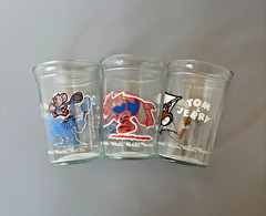 3 TOM & JERRY Cartoon Juice Glasses Animated Cat Mouse Welch’s Promo Vtg 1990-91