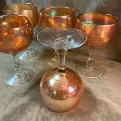 Vintage 1920s Fenton art glass Marigold carnival beer goblet a lot of five